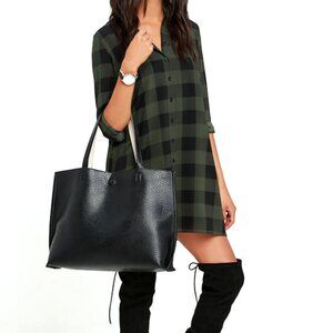 Black or Beige (reversible) vegan leather large tote bag